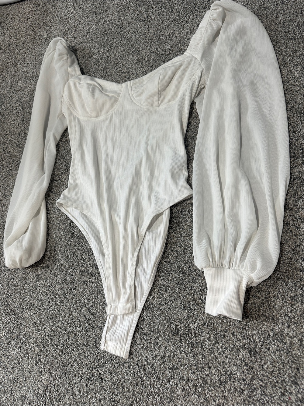 White Puff Sleeve Sweetheart Bodysuit